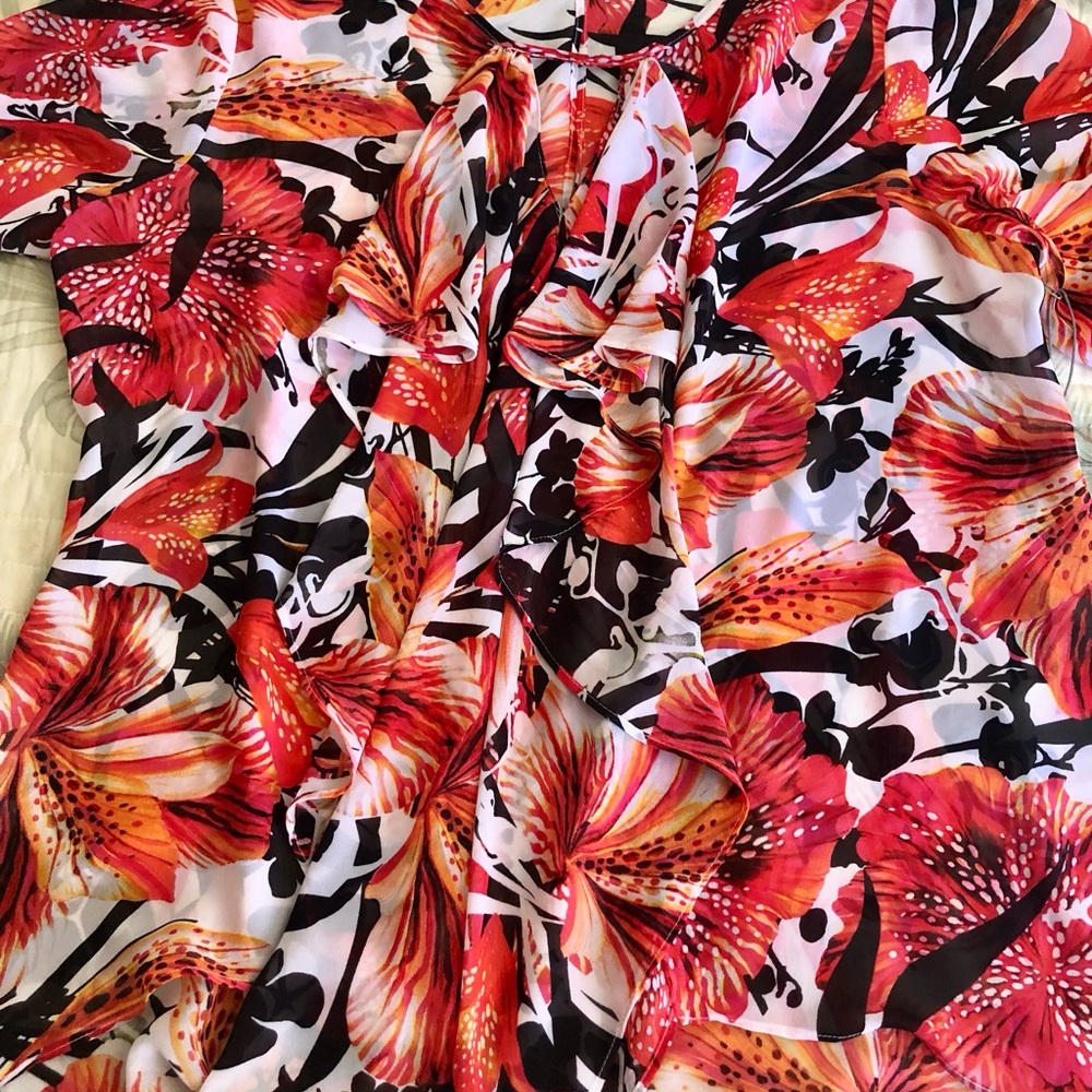 Jennifer Lopez print sheer blouse XL